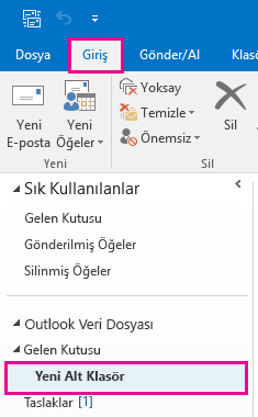 Yeni alt klasör oluşturulur.