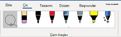 Word şeridinin Çizim Araçları sekmesi.