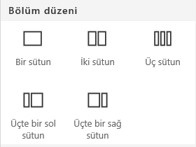 SharePoint’te Bölüm düzeni menüsünün ekran görüntüsü.