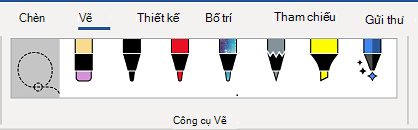 Tab Công cụ Vẽ của dải băng Word vẽ.