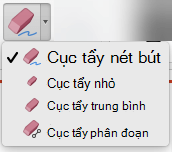 Trên máy Mac, PowerPoint for Office 365 có bốn loại tẩy dành cho viết tay kỹ thuật số.
