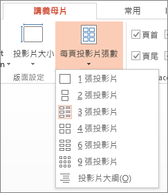 [每頁投影片張數] 選項