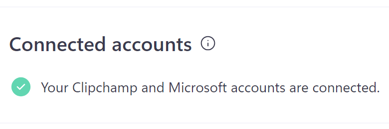 Clipchamp UI showing a connected Microsoft account