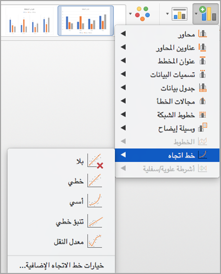 خيارات خط الاتجاه