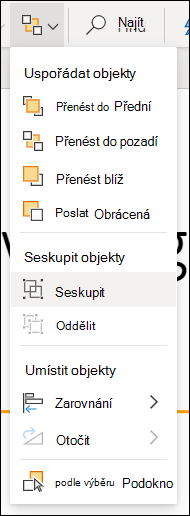 The Arrange menu showing Group objects