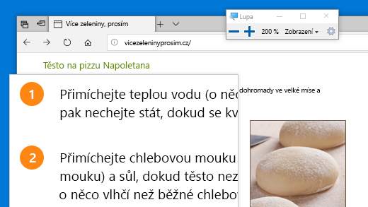 Otevřete Lupu rychle stisknutím klávesy s logem Windows + znaménko plus (+).