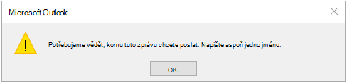 Chyba úkolu „Potřebujeme vědět, komu to máme odeslat“