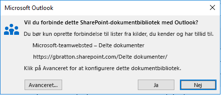 Opret forbindelse til et SharePoint-dokumentbibliotek