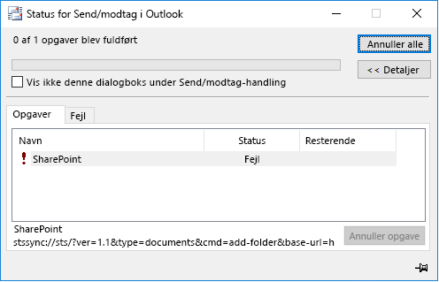 stssync-fejl i SharePoint