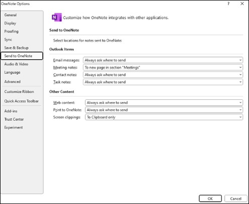 Klassisk problem med titel på Outlook til OneNote-mødeside