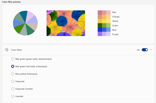 Windows 11 indstillinger for farvefilter