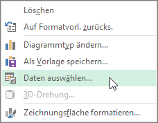 Klicken auf "Daten auswählen" im Kontextmenü des Diagramms