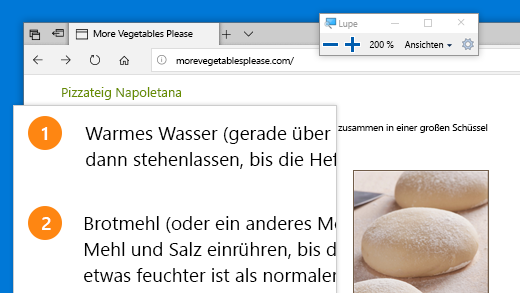 Öffnen Sie die Bildschirmlupe schnell, indem Sie die Windows-Logo-Taste + Pluszeichen (+) drücken.