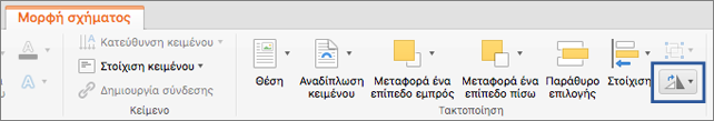 Το κουμπί "Περιστροφή" στην καρτέλα "Μορφοποίηση".