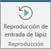 Elija el botón Reproducción de entrada de lápiz para rebobinar y volver a reproducir sus trazos de entrada de lápiz.