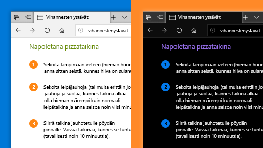 Windows 10 Asetukset-sovelluksen värisuodattimien avulla voit helpottaa valokuvien, tekstin ja värien näkemistä.