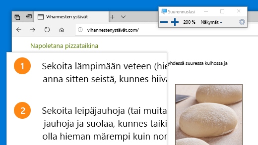 Avaa suurennuslasi nopeasti painamalla näppäinyhdistelmää Windows-näppäin + plusmerkki (+).