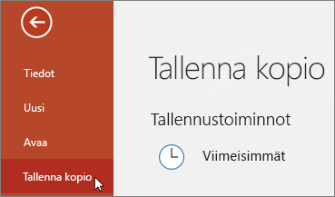 Tiedosto > Tallenna kopio