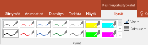 Kynän tyyliasetukset Officessa