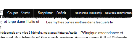 Appuyez sur le texte et appuyez sur Recherche intelligente