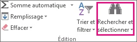 Commande Rechercher et sélectionner du groupe Édition sous l’onglet Accueil