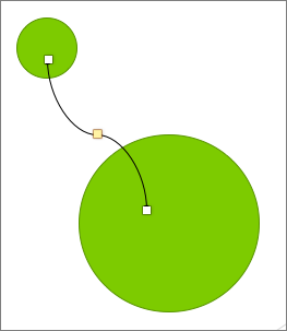 Deux cercles avec un lien en arc