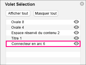 Lien en bas de la liste dans le volet Sélection