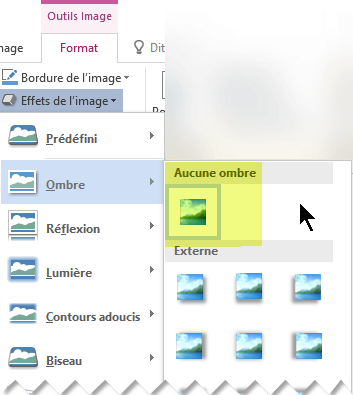Désactivez un effet d’image que vous ne souhaitez pas en choisissant l’option Aucun effet.