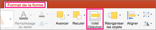 Onglet Format de la forme dans PowerPoint 2016 pour Mac