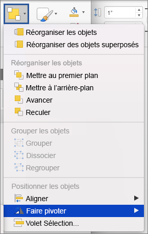 Bouton faire pivoter du menu disposition