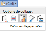 Bouton d’options de collage dans Word, développé pour afficher les options.