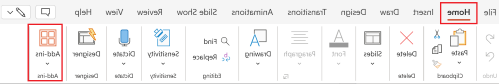 צילום מסך של התוספות ב- Office מהכרטיסיה 'בית'.