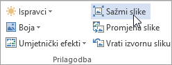 Gumb Sažmi slike koji se nalazi na kartici Alati za slike | Oblikovanje