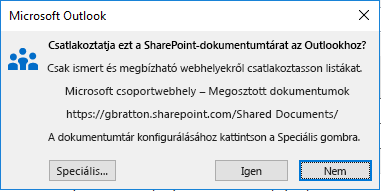 Csatlakozás SharePoint-dokumentumtárhoz