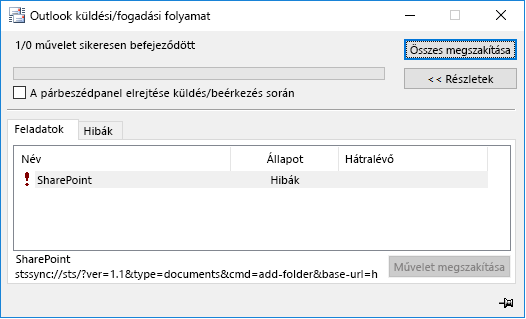 SharePoint STS-szinkronizálási hiba