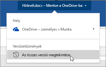 A fájlnévre kattintó kurzor, Az összes verzió megjelenítése
