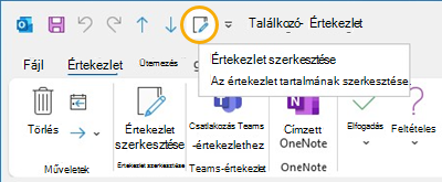 Értekezlet szerkesztése gomb – Gyorselérési eszköztár az Outlookban