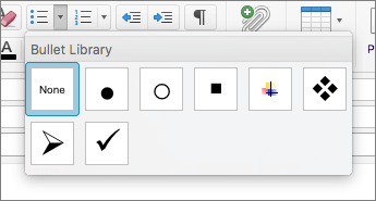 A listajelstílusok a Mac Outlook listajeltárában érhetők el.