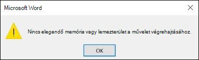 Nincs elég memóriahiba az Office-ban