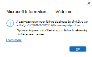 A Microsoft Info protection PDF nem engedélyezett hibaüzenete