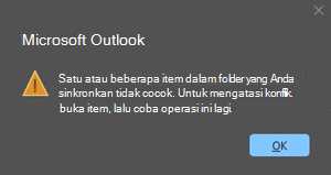 Kesalahan konflik Outlook dengan item rapat