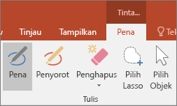 Memperlihatkan tombol Pena di Alat Tinta di Office