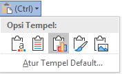 Tombol opsi tempel di Word, diperluas untuk memperlihatkan opsi.