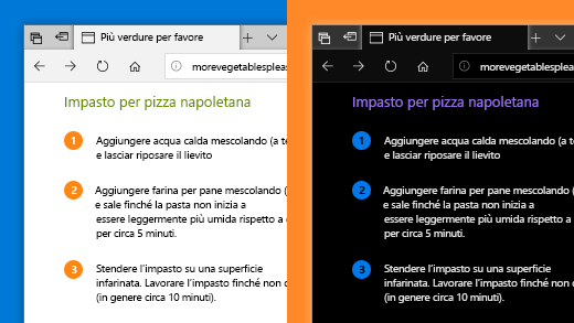 Usa i filtri colore nell'app Impostazioni Windows 10 per facilitare la visualizzazione di foto, testo e colori.