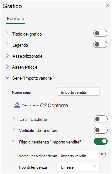 Linea di tendenza per Excel per il web