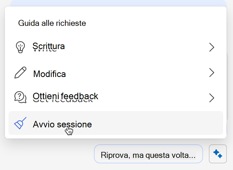 Screenshot che mostra come cancellare la memoria di Copilot dal menu a forma di scintille.