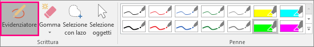 Pulsante Evidenziatore in Strumenti input penna