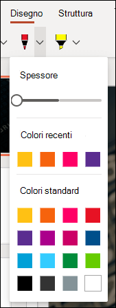 Menu Personalizza penna in PowerPoint per il web