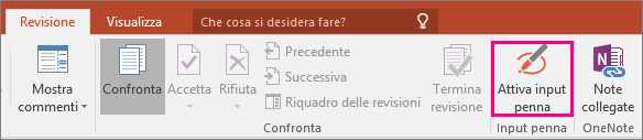 Pulsante Attiva input penna nella scheda Revisione in Office