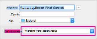 In the Save As box, Word template is highlighted